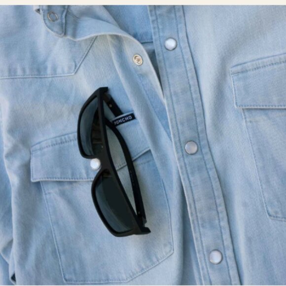 Men's Poncho, Performance Denim, Long Sleeve Button Up Shirt (Pearl Snaps) - Picture 5 of 5